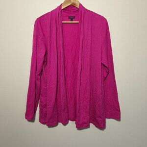 Talbots Woman Pima Cotton Open Jersey Knit Cardigan size XL Hot Pink Quiet Lux